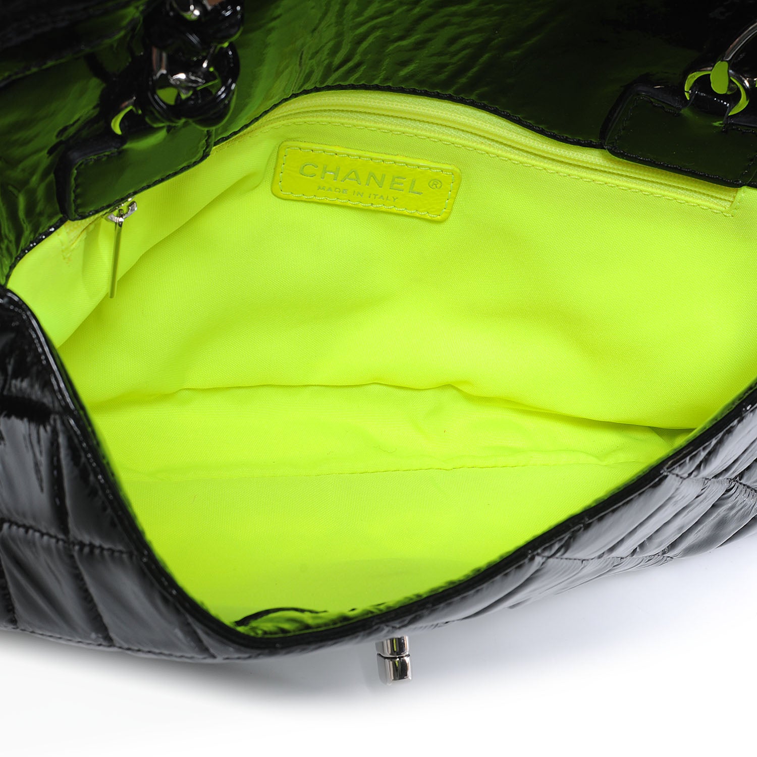 Chanel Patent Day Glo Double Sided Flap Bag Black 5 of 7