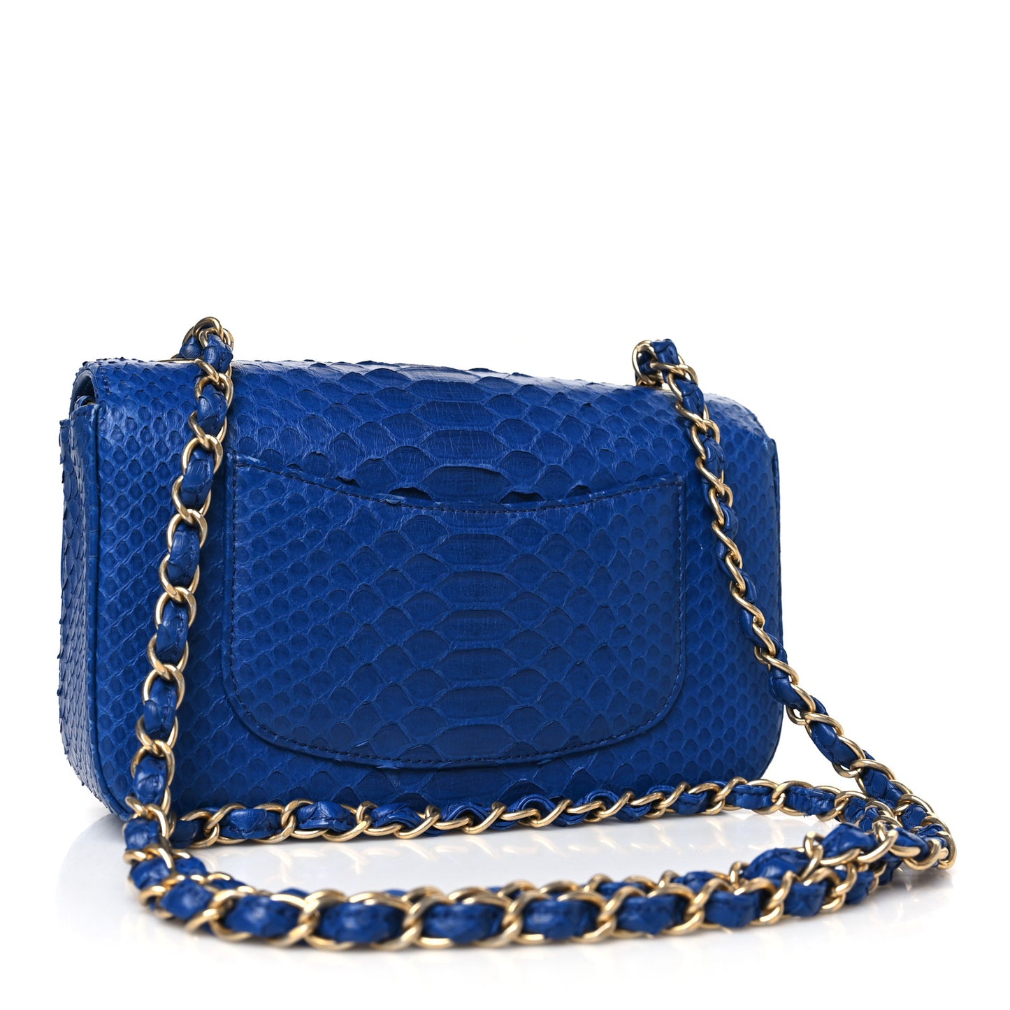 Snakeskin Mini Rectangular Flap Blue