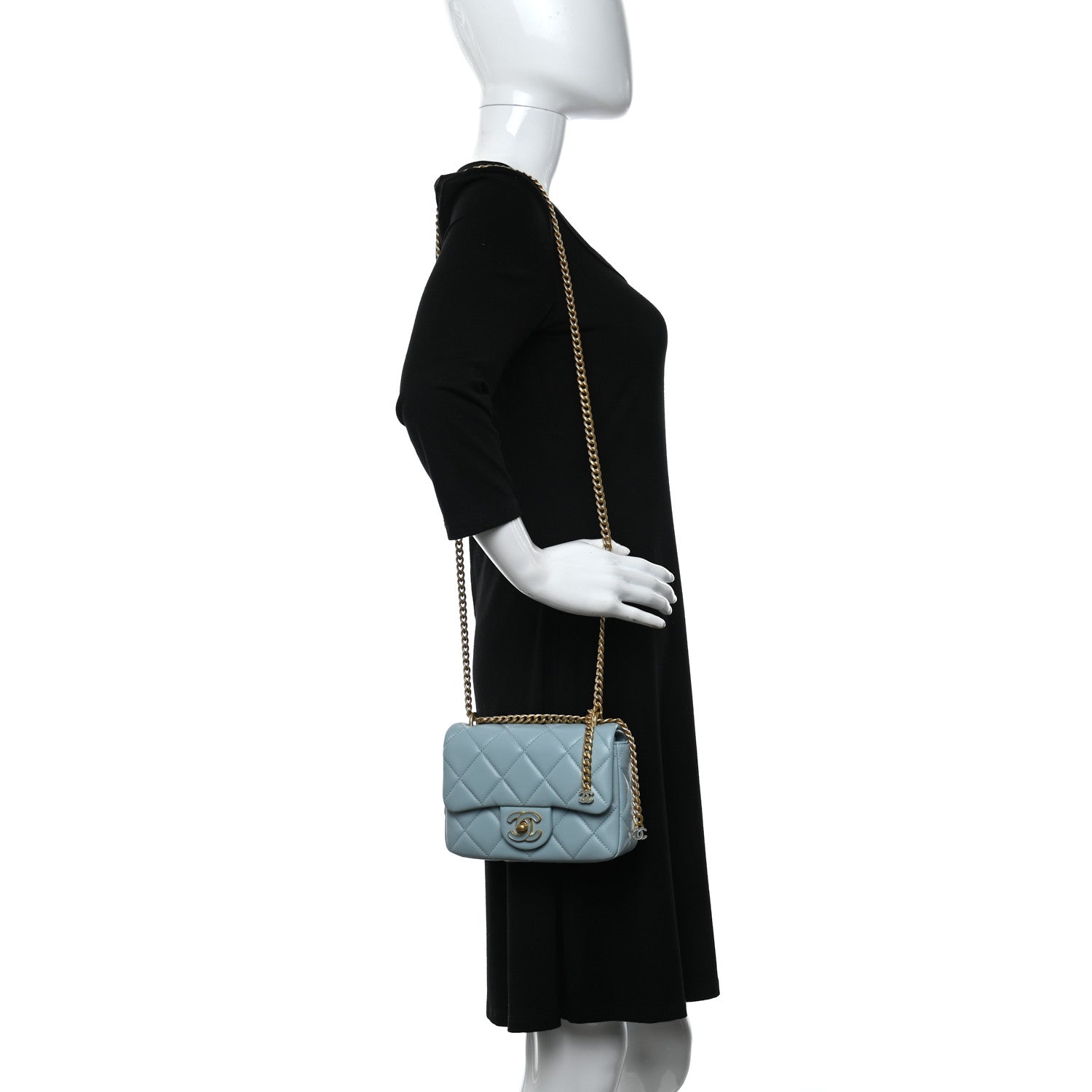 Chanel Lambskin Enamel Quilted Mini Pending CC Square Flap Light Blue 2 of 10