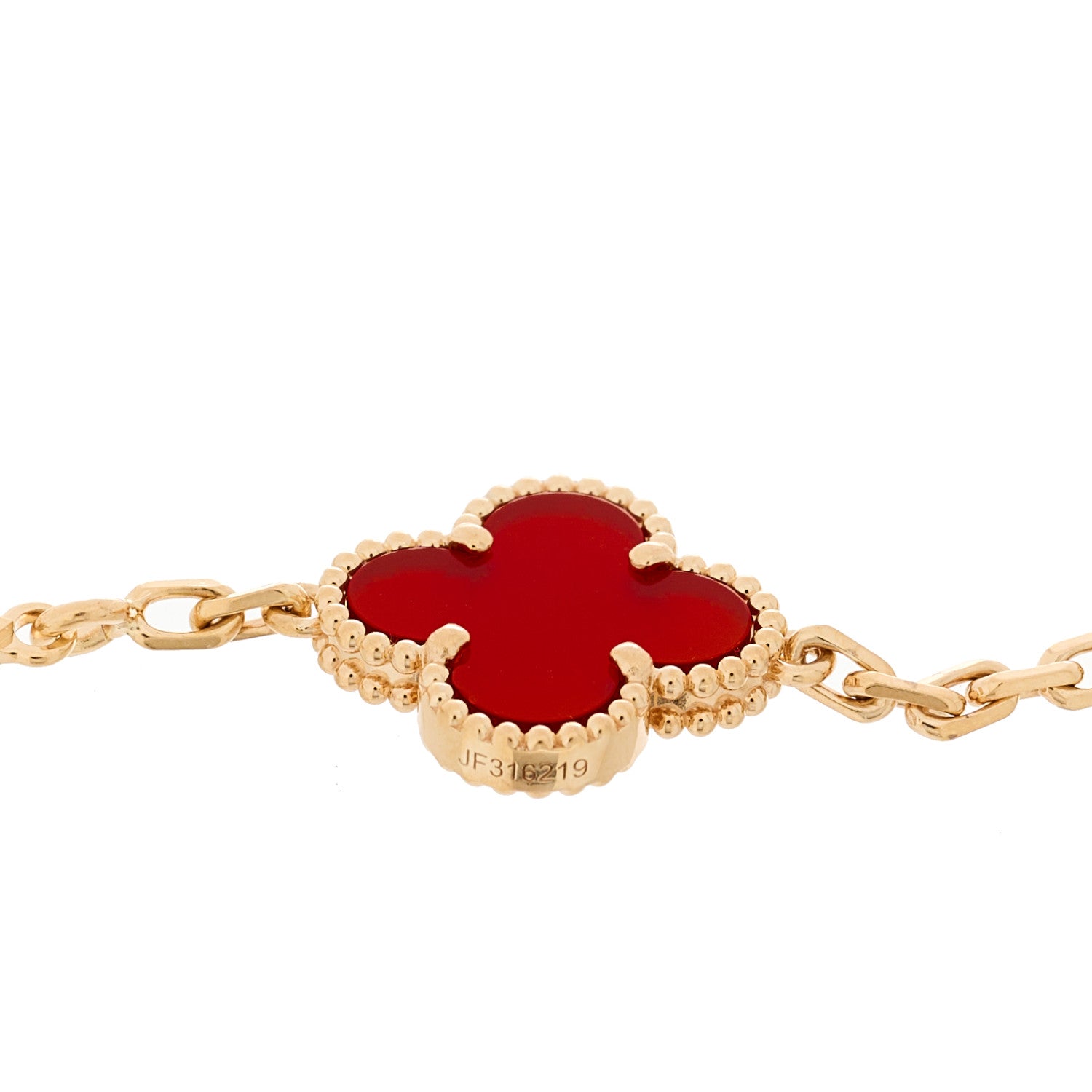 Van Cleef & Arpels 18K Rose Gold Carnelian 5 Motifs Guilloche Vintage Alhambra Bracelet 4 of 4