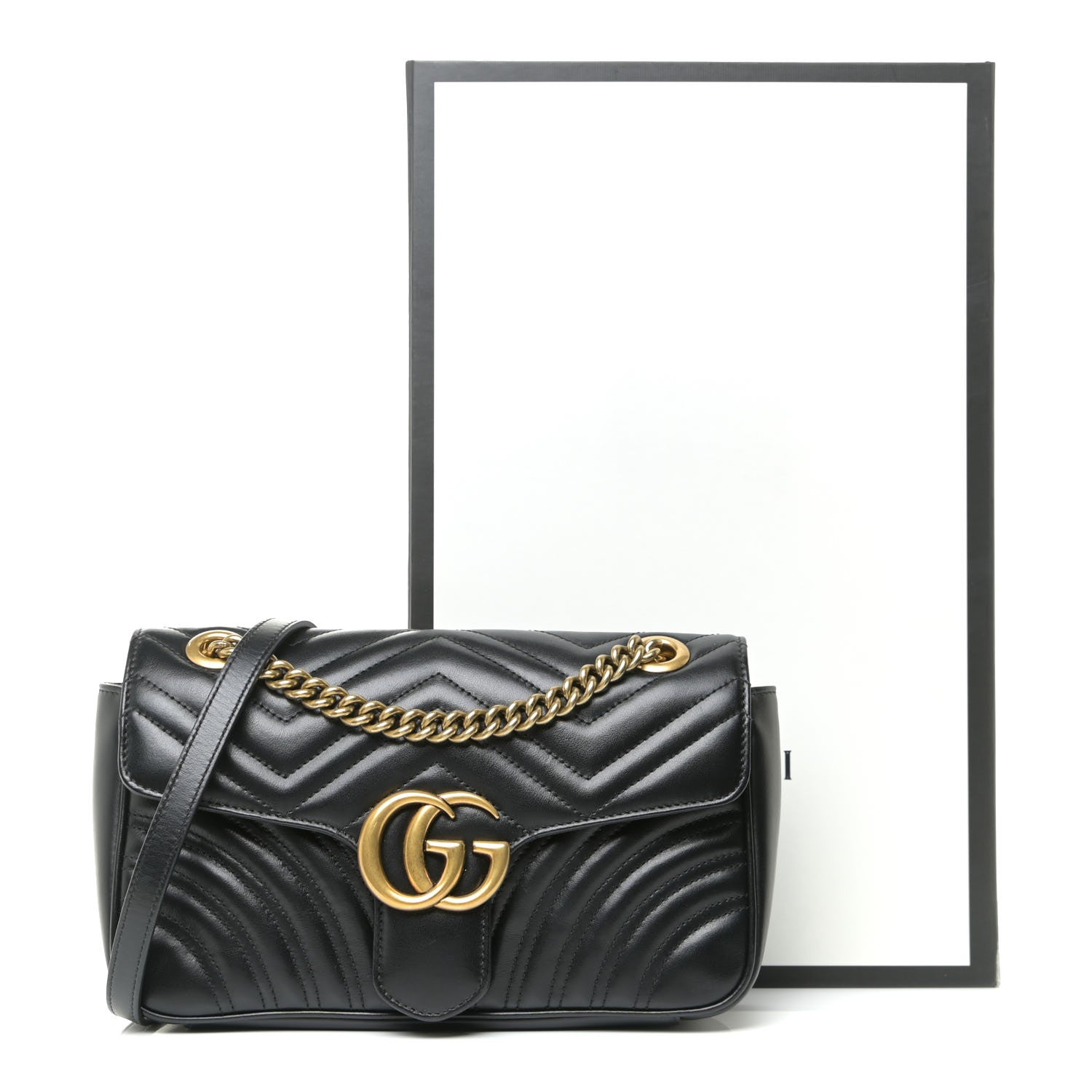Gucci Calfskin Matelasse Small GG Marmont Shoulder Bag Black 16 of 16