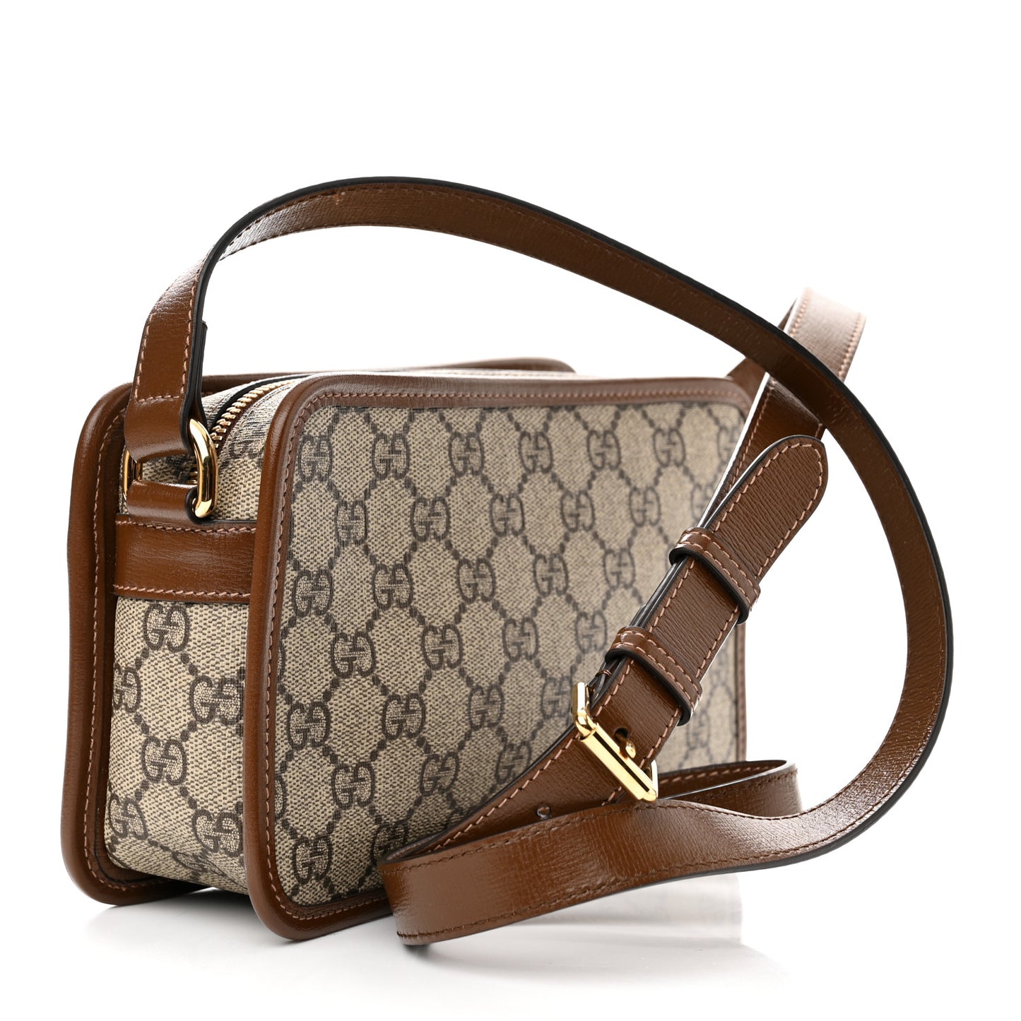 GG Supreme Monogram Azalea Calfskin Mini Retro Interlocking G Shoulder Bag Beige Ebony Brown Sugar