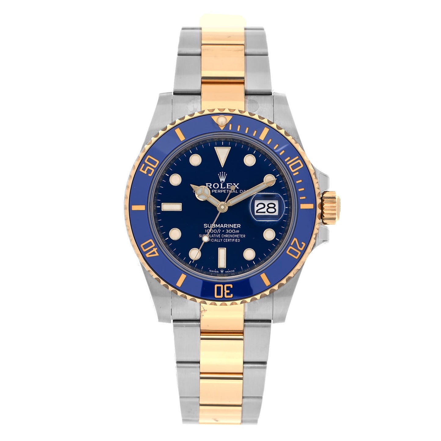 Stainless Steel 18K Yellow Gold 41mm Submariner Date Watch Royal Blue 126613LB