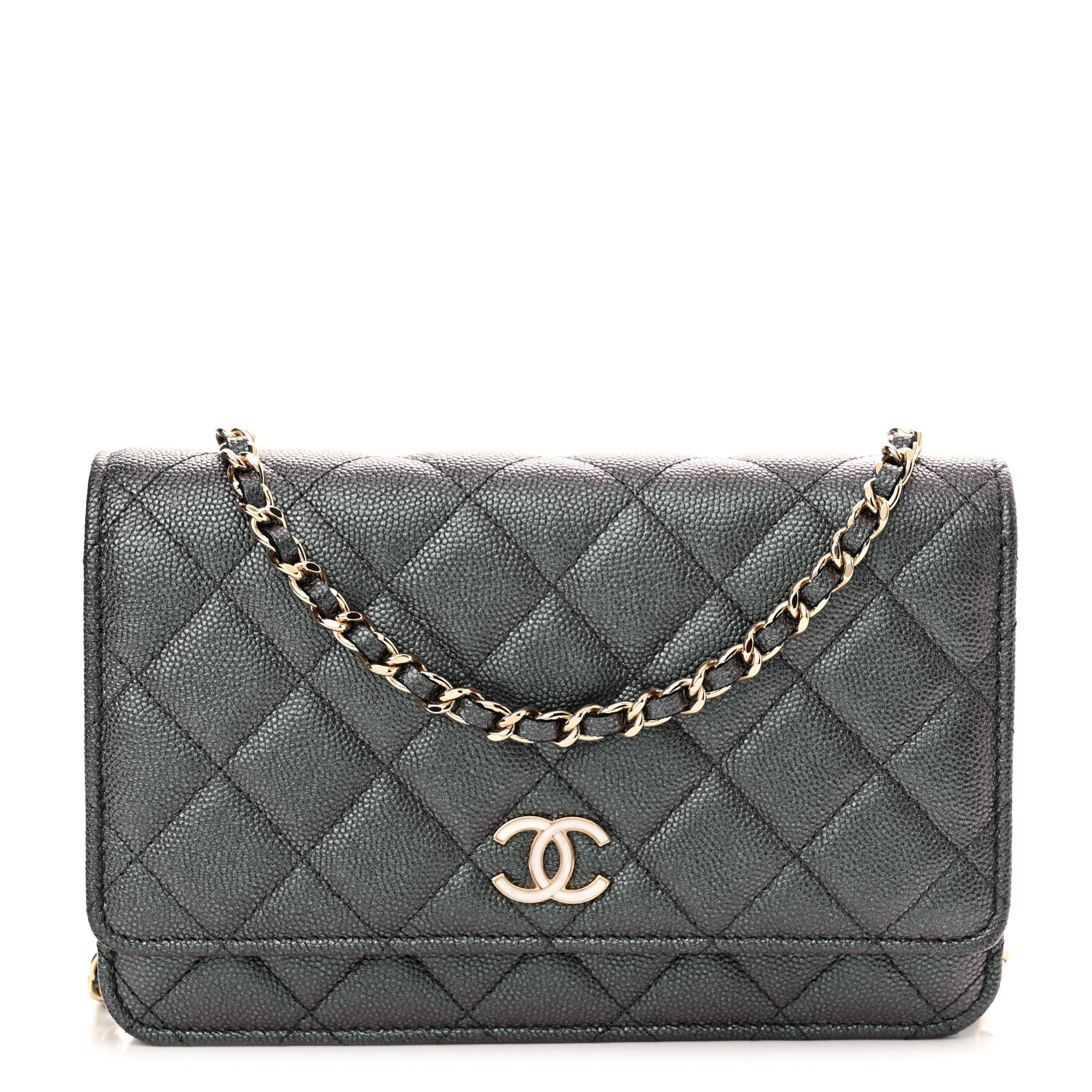 Chanel Iridescent Caviar Quilted Wallet On Chain WOC Black 1 of 10