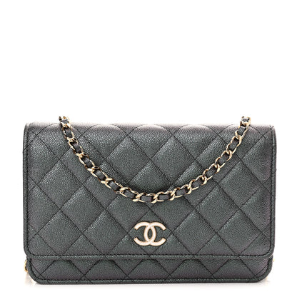Chanel Iridescent Caviar Quilted Wallet On Chain WOC Black 1 of 10