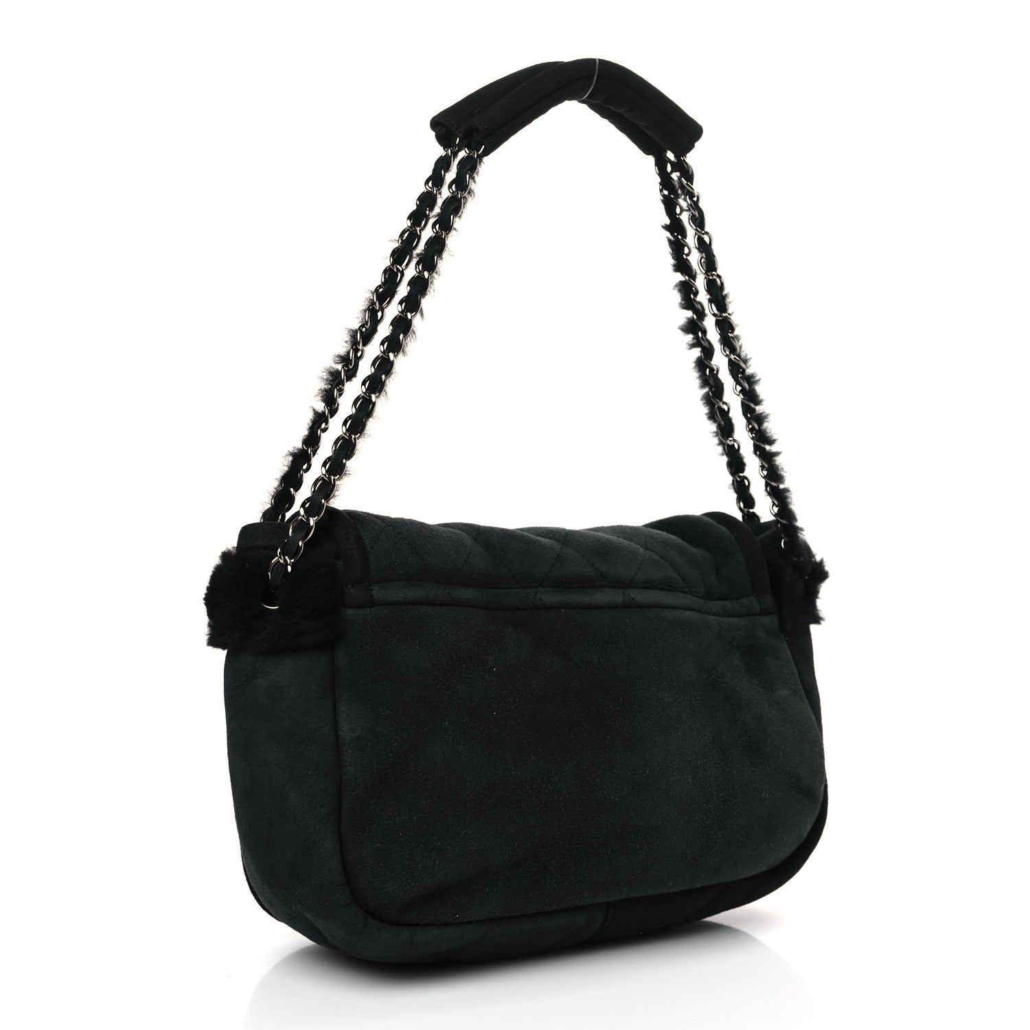 Chanel Shearling Quilted Mademoiselle Flap Black 3 of 9
