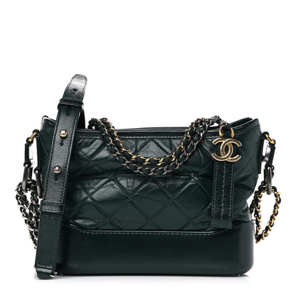 Chanel Aged Calfskin Quilted Small Gabrielle Hobo Dark Green 2 of 22