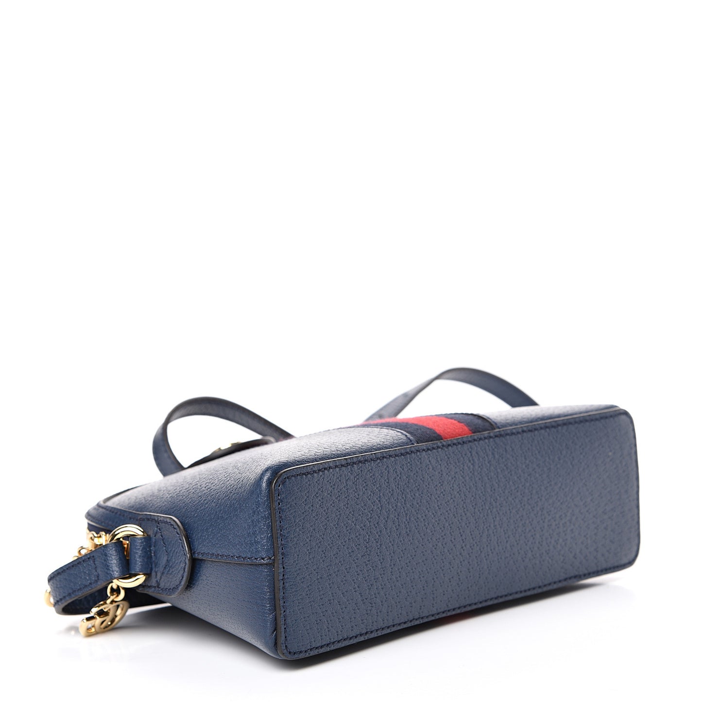 Textured Dollar Calfskin Web Small Ophidia Dome Shoulder Bag Blue Agata