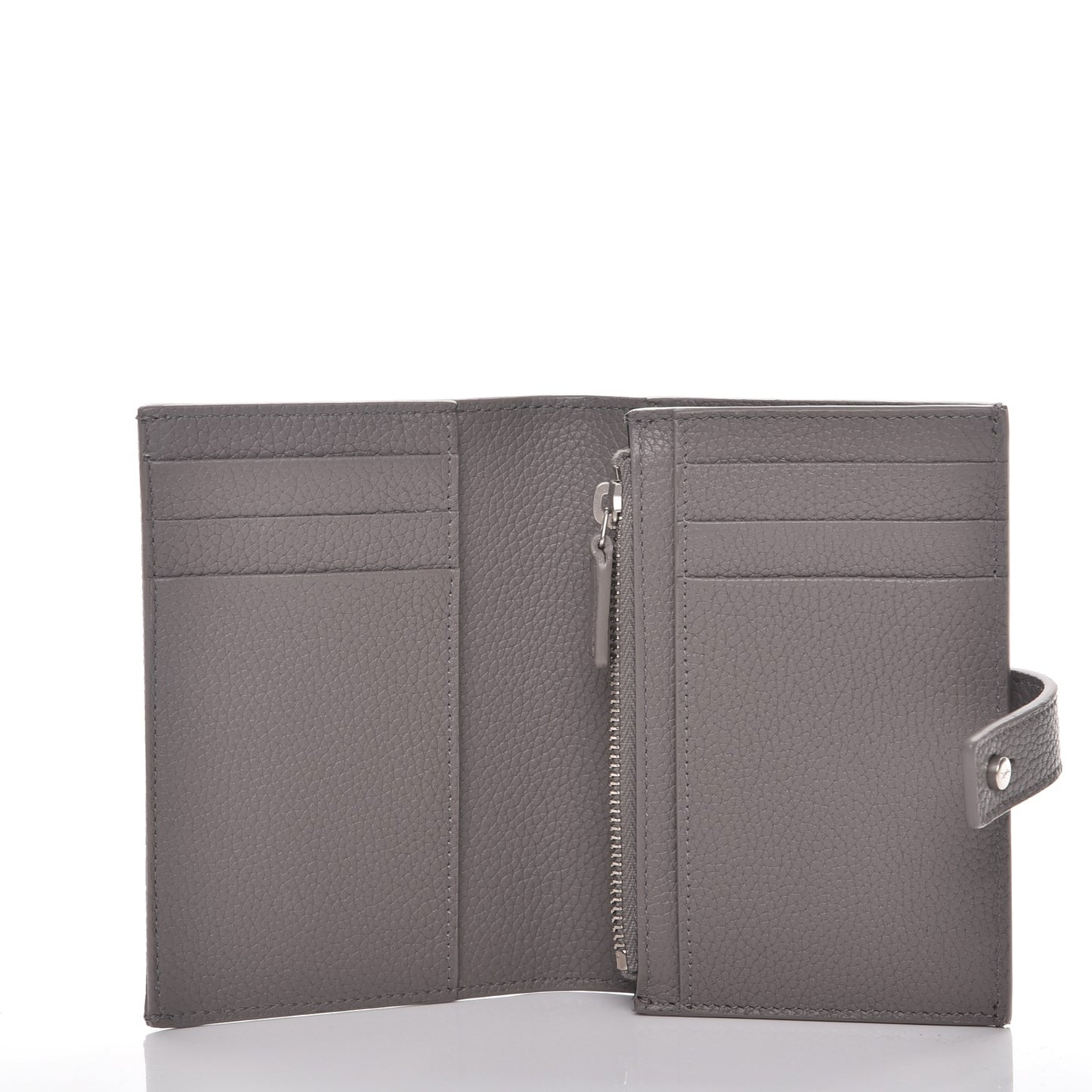 Grained Calfskin Sac De Jour Compact Wallet Fog