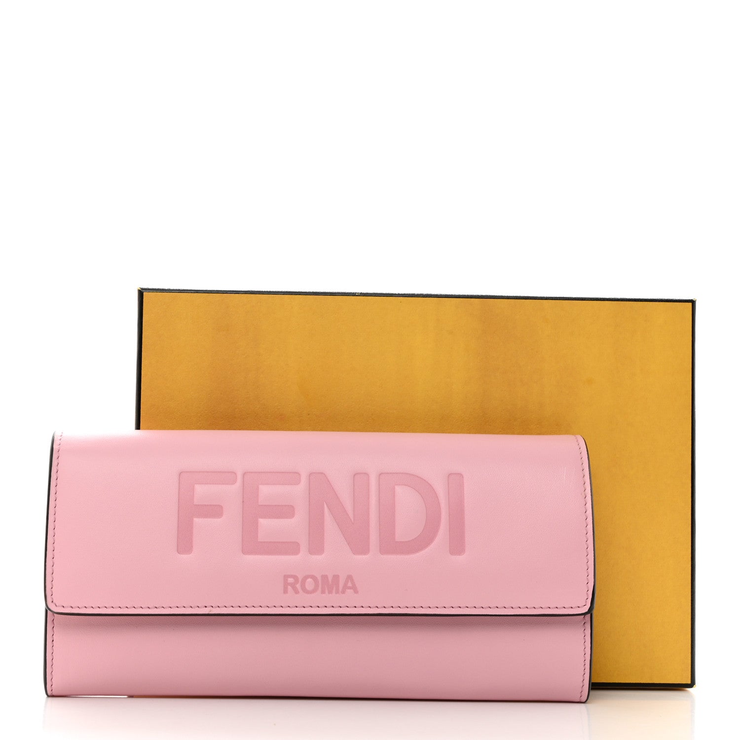 Fendi Vitello King Tamponato Logo Embossed Continental Wallet Rosa Acquerello 9 of 9