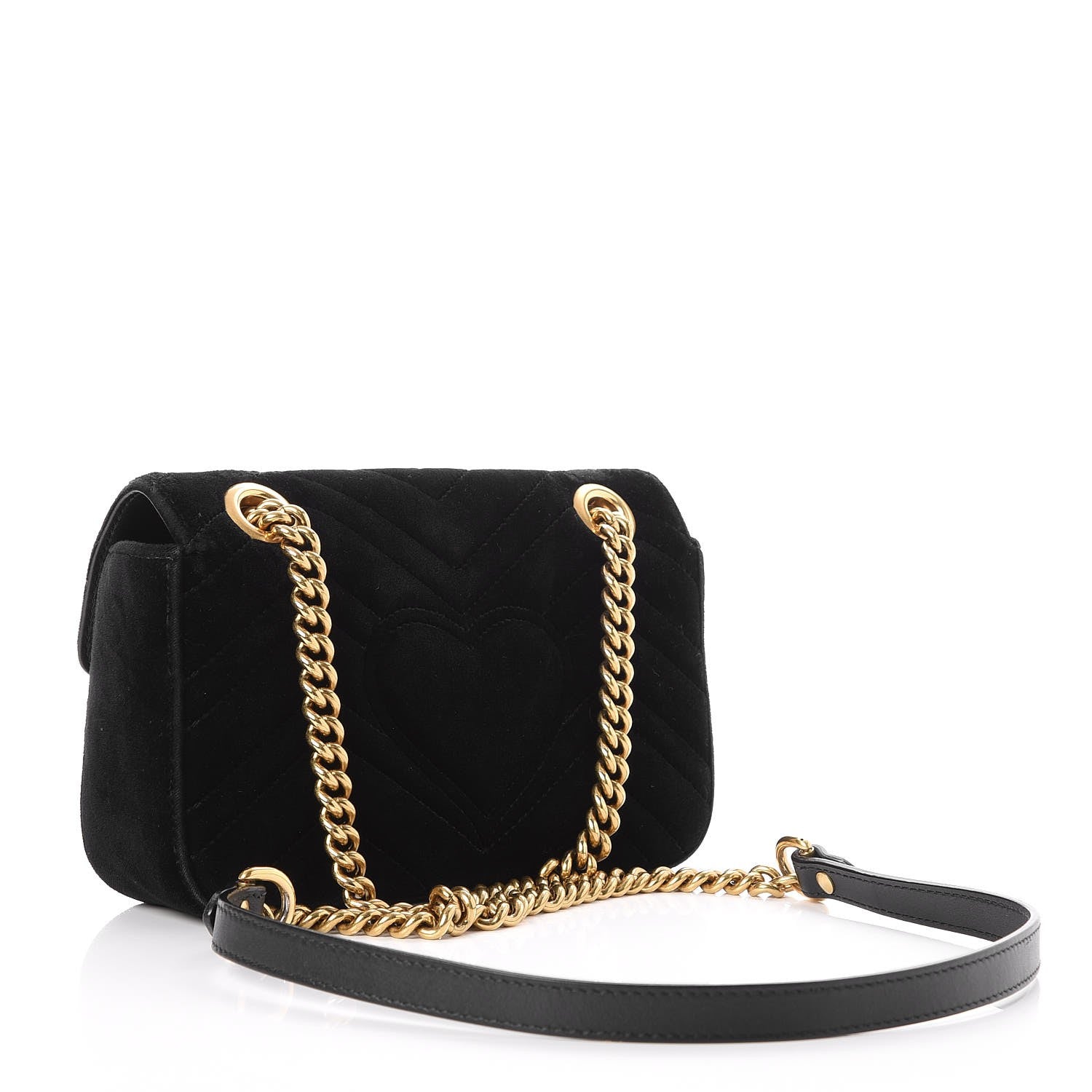 Gucci Velvet Matelasse Mini GG Marmont Shoulder Bag Black 3 of 8