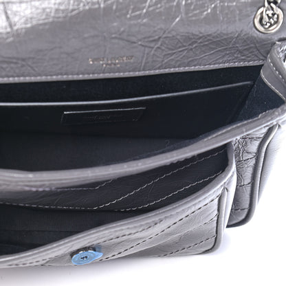 Saint Laurent Crinkled Calfskin Matelasse Monogram Baby Niki Chain Satchel Storm 5 of 9