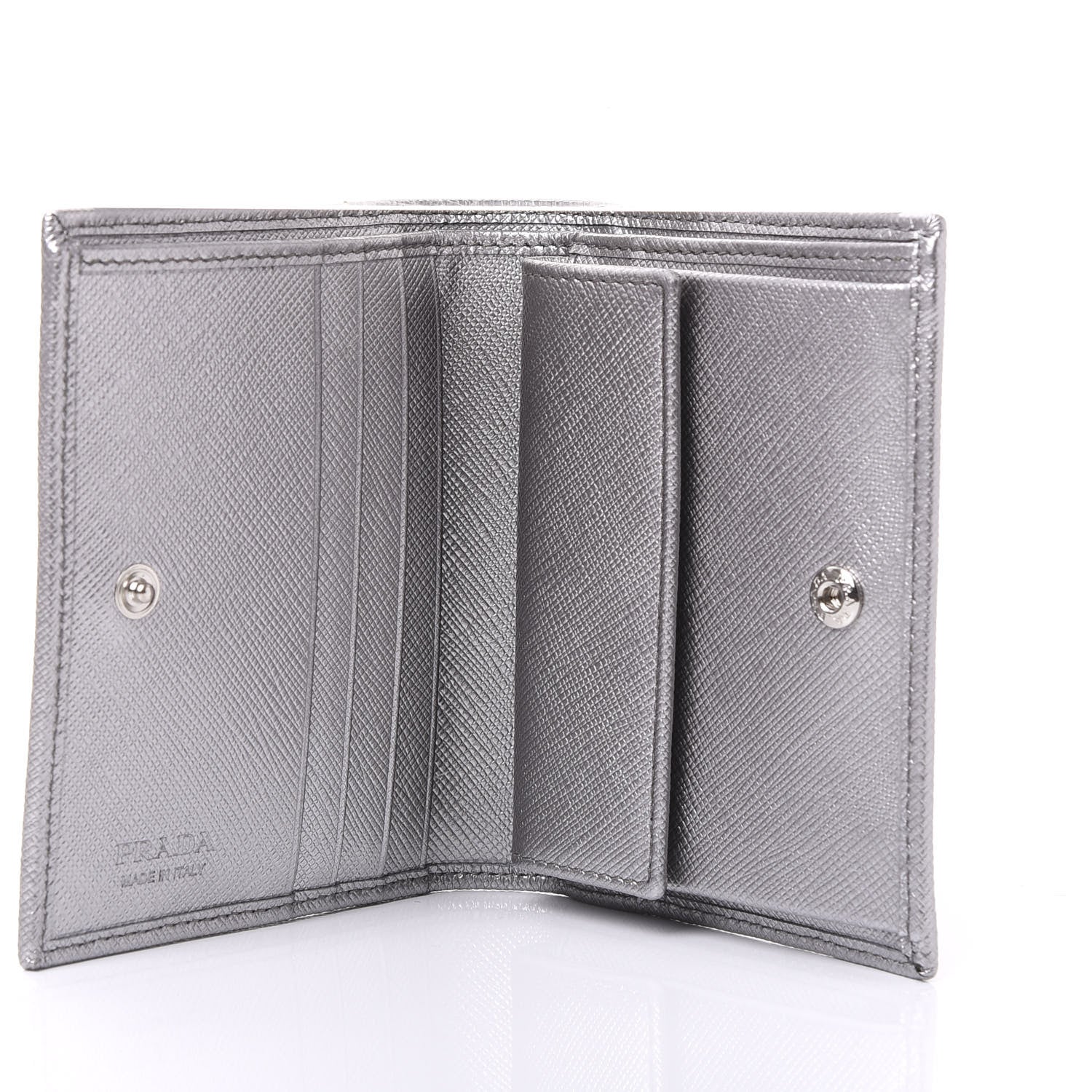 Prada Saffiano Compact Wallet Cromo 4 of 9