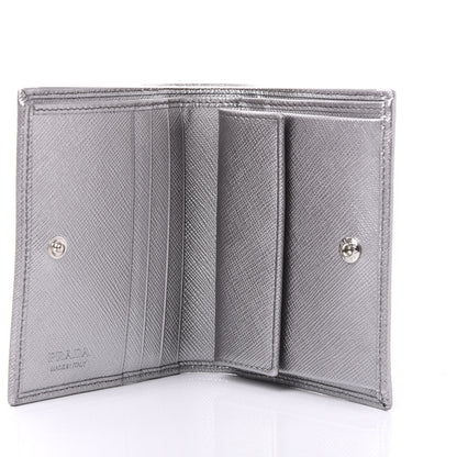 Prada Saffiano Compact Wallet Cromo 4 of 9