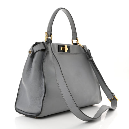 Fendi Vitello Seta Shiny Nappa Medium Peekaboo Iconic Satchel Ardesia Amido 3 of 13