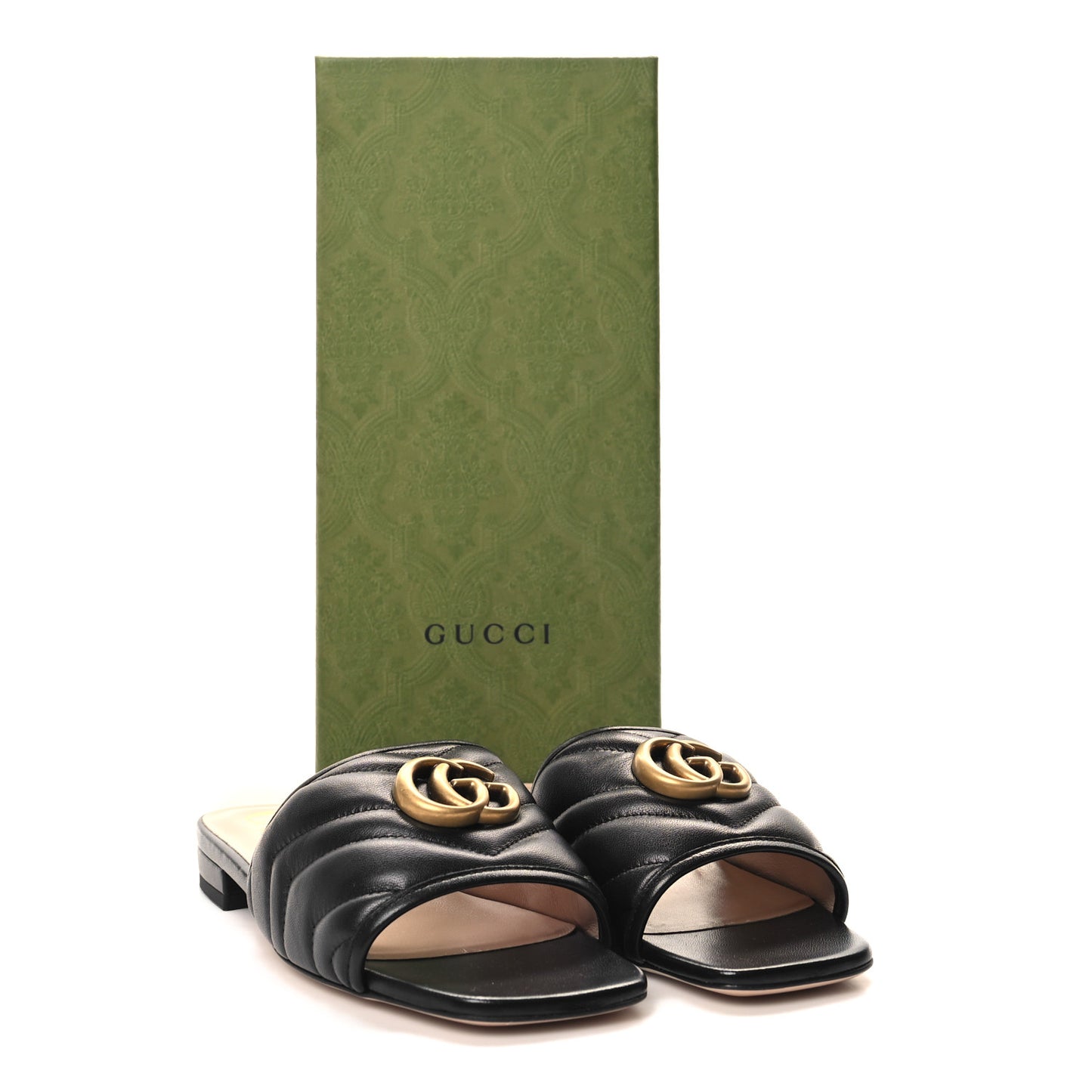 Nappa Matelasse GG Marmont Flat Slide Sandals 36.5 Black