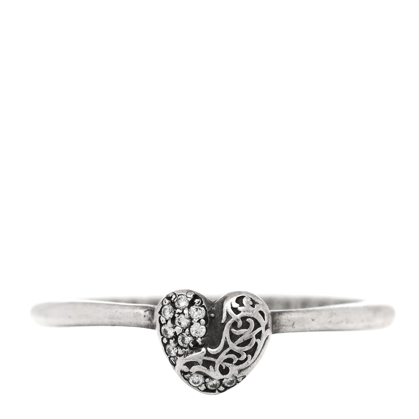 Sterling Silver Diamond Heart Bubblegum Ring 58 8.25