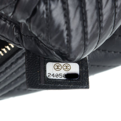 Chanel Calfskin Chevron Large Boy Cosmetic Case Black 7 of 7