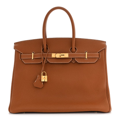 Hermes Taurillon Clemence Birkin 35 Gold 1 of 14