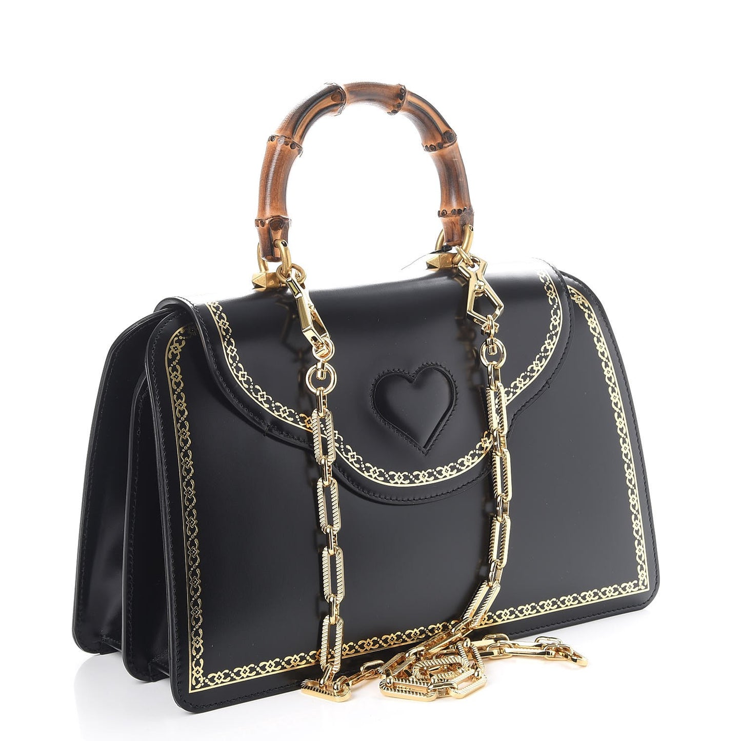 Calfskin Bamboo Medium Thiara Top Handle Bag Black