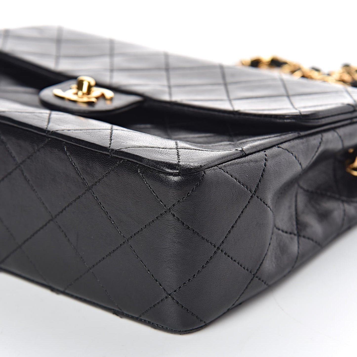 Lambskin Quilted Mini Square Flap Black