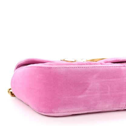 Gucci Velvet Matelasse Marquise Crystals Embroidered Small GG Marmont Shoulder Bag Malva 9 of 11
