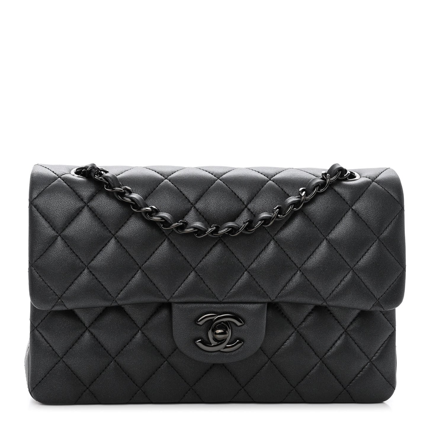 Lambskin Quilted Small Double Flap So Black