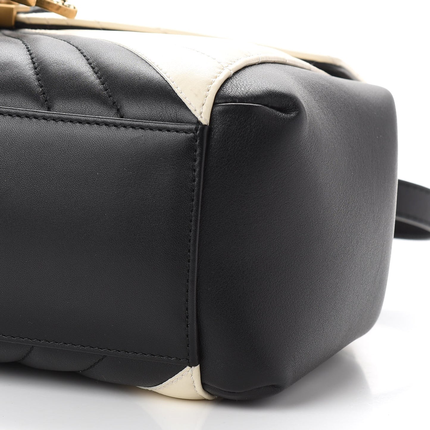 Calfskin Bamboo Trapuntata Queen Margaret Top Handle Bag Mystic White Black