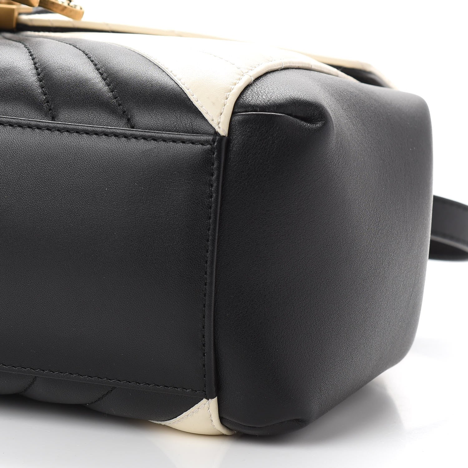 Gucci Calfskin Bamboo Trapuntata Queen Margaret Top Handle Bag Mystic White Black 9 of 9