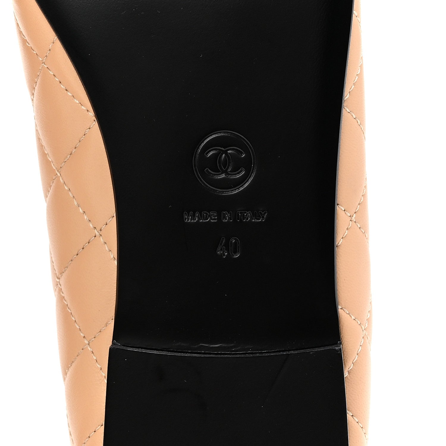 Chanel Lambskin Quilted CC Cap Toe Ballerina Flats 40 Beige Black 7 of 10