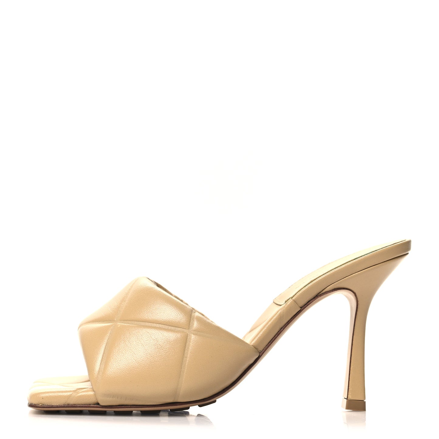 Nappa Quilted Rubber Lido Mule Sandals 37.5 Cane Sugar