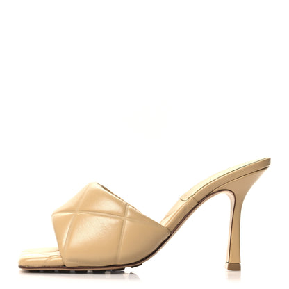 Bottega Veneta Nappa Quilted Rubber Lido Mule Sandals 37.5 Cane Sugar 1 of 7