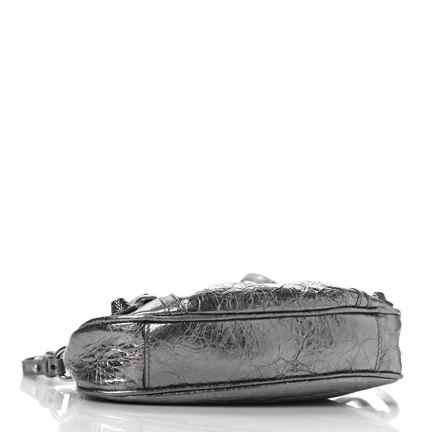 Metallic Agneau Arena Le Cagole Purse With Chain Mini Silver