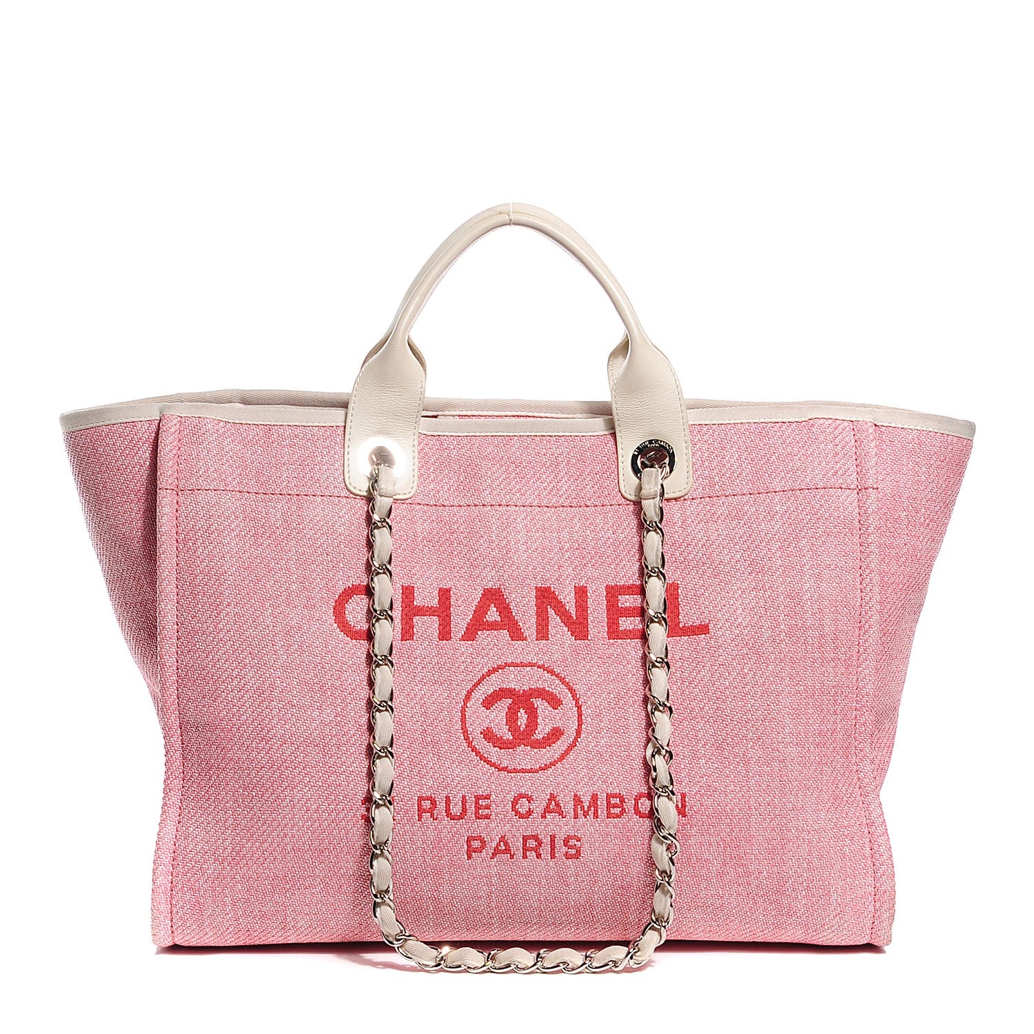 Chanel Woven Straw Raffia Medium Deauville Tote Pink White 1 of 7