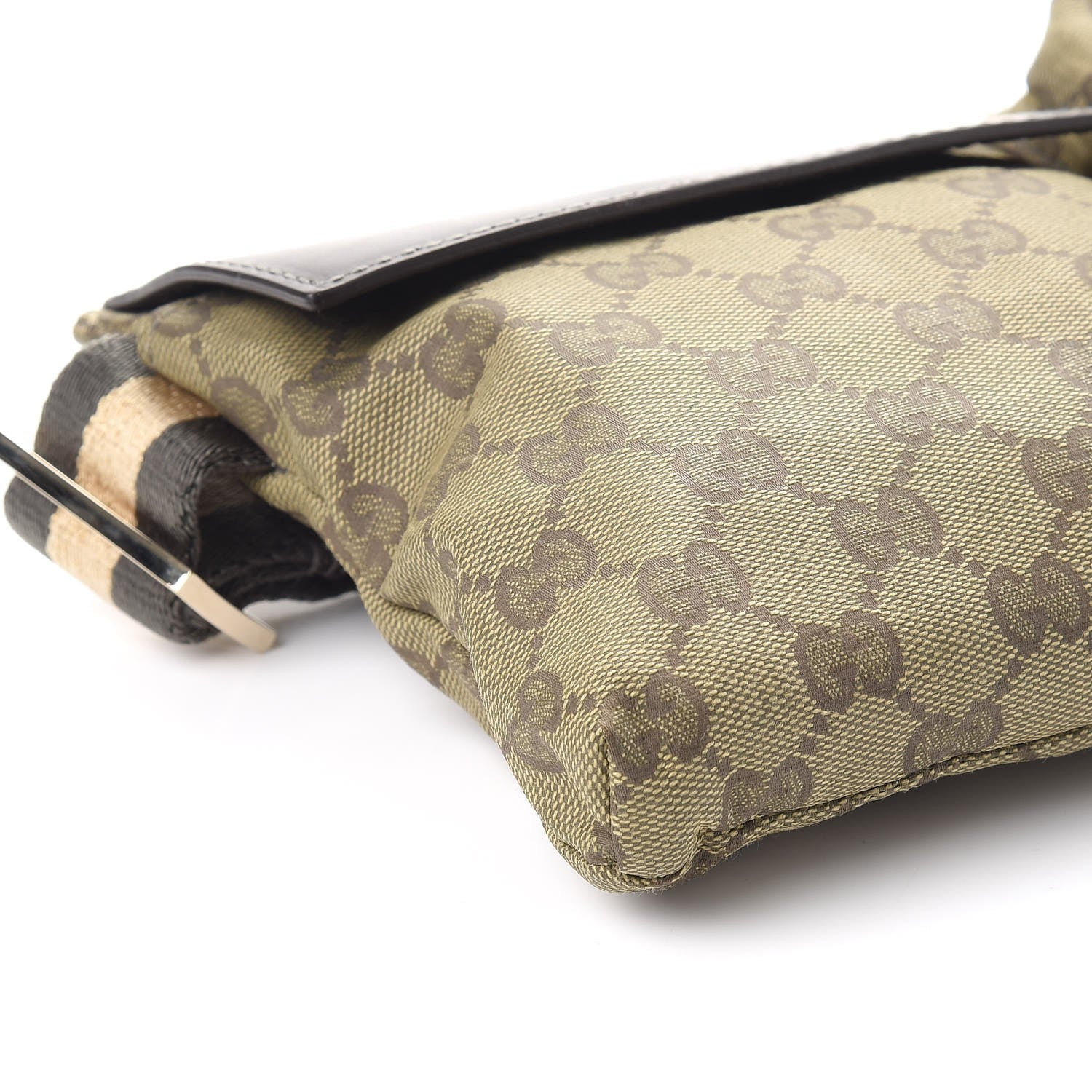 Gucci GG Monogram Web Double Pocket Belt Bag Green Dark Brown 10 of 11