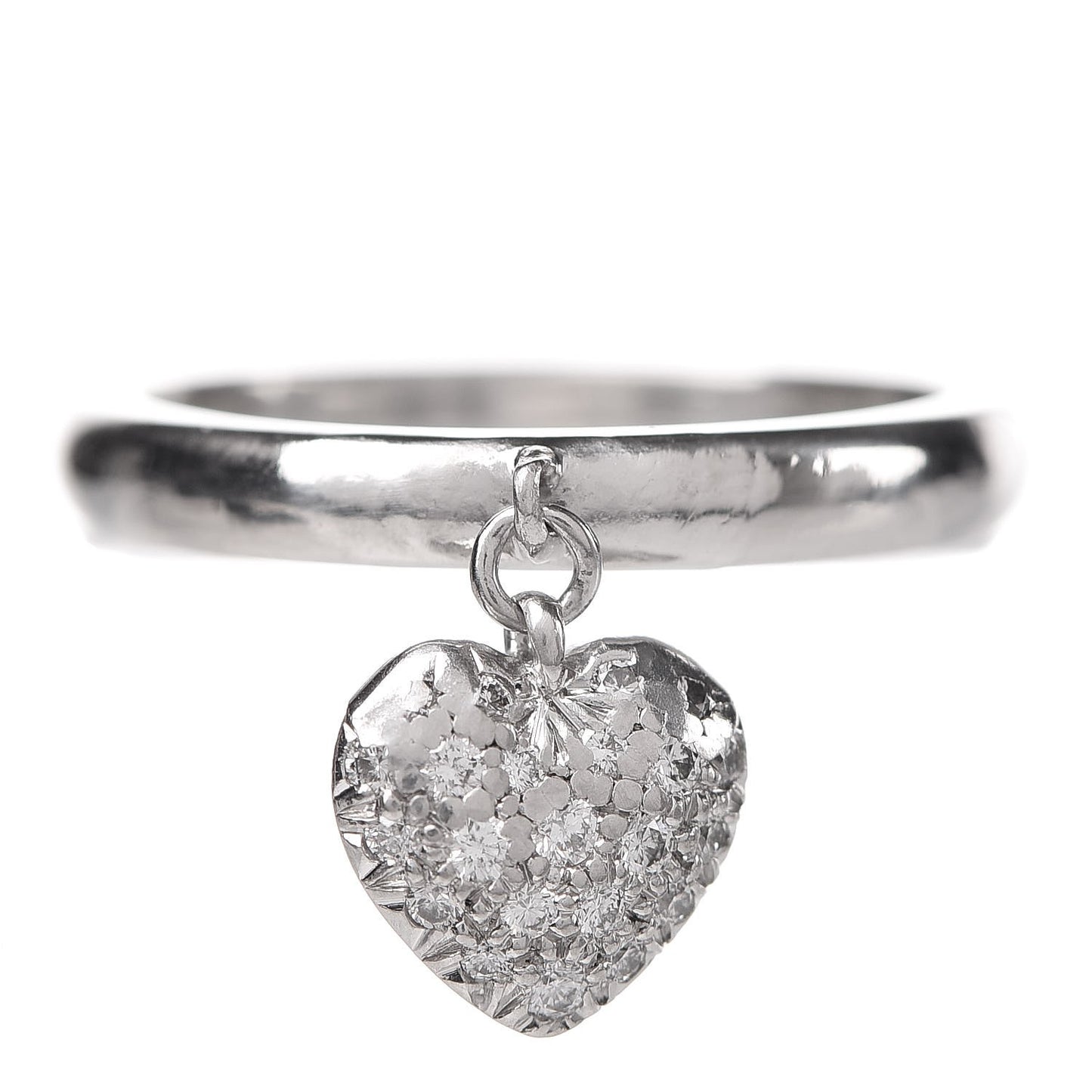 Platinum Diamond Heart Charm Ring 56 7.75