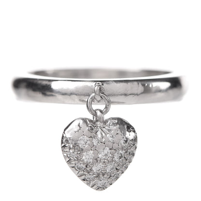 Tiffany Platinum Diamond Heart Charm Ring 56 7.75 1 of 5