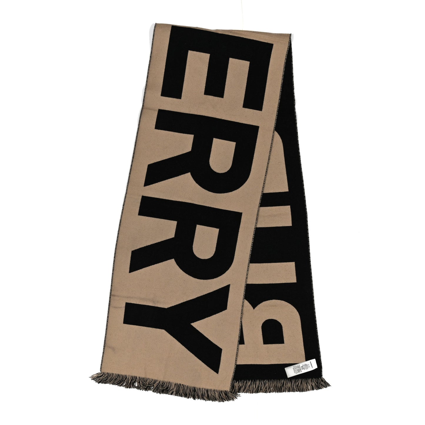 Wool Logo Football Scarf Black Archive Beige