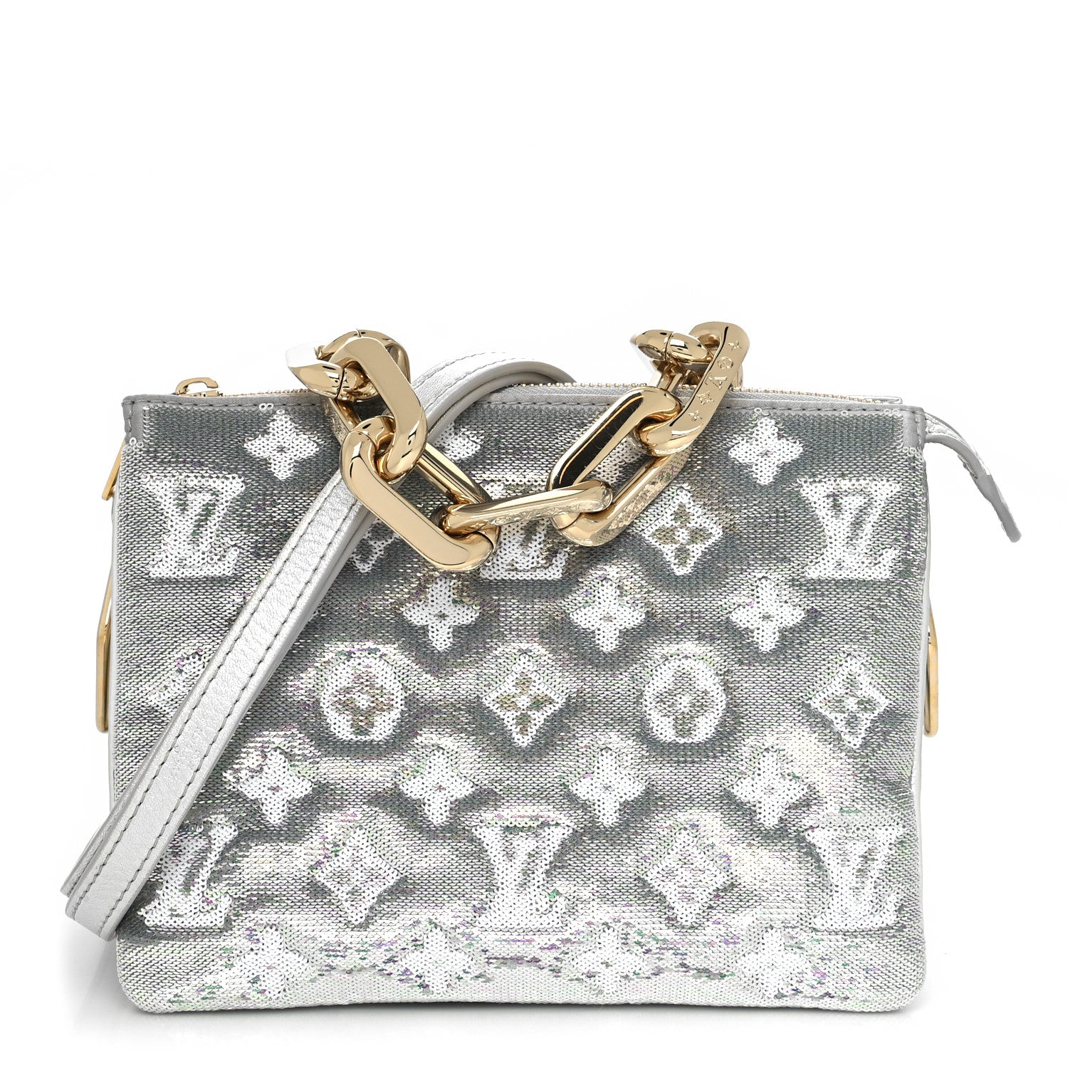 Louis Vuitton Satin Sequin Embroidered Monogram Coussin BB Silver 1 of 11