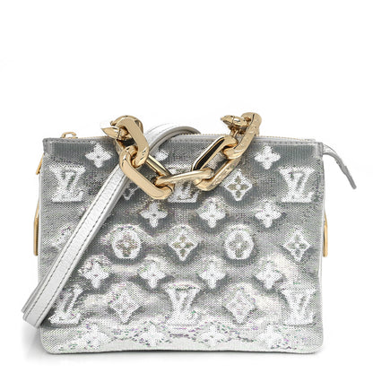 Louis Vuitton Satin Sequin Embroidered Monogram Coussin BB Silver 1 of 11