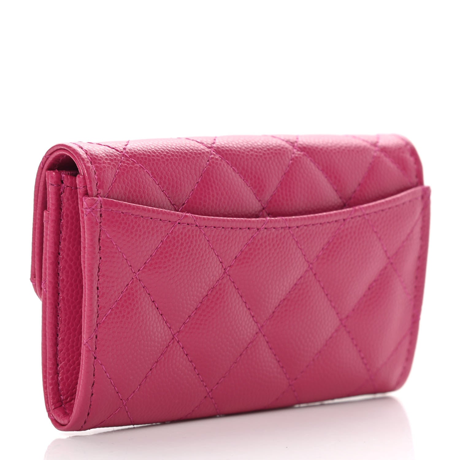 Chanel Caviar Quilted Flap Card Holder Wallet Dark Pink 3 of 10
