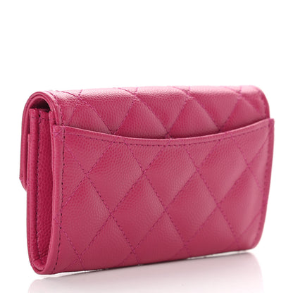 Chanel Caviar Quilted Flap Card Holder Wallet Dark Pink 3 of 10