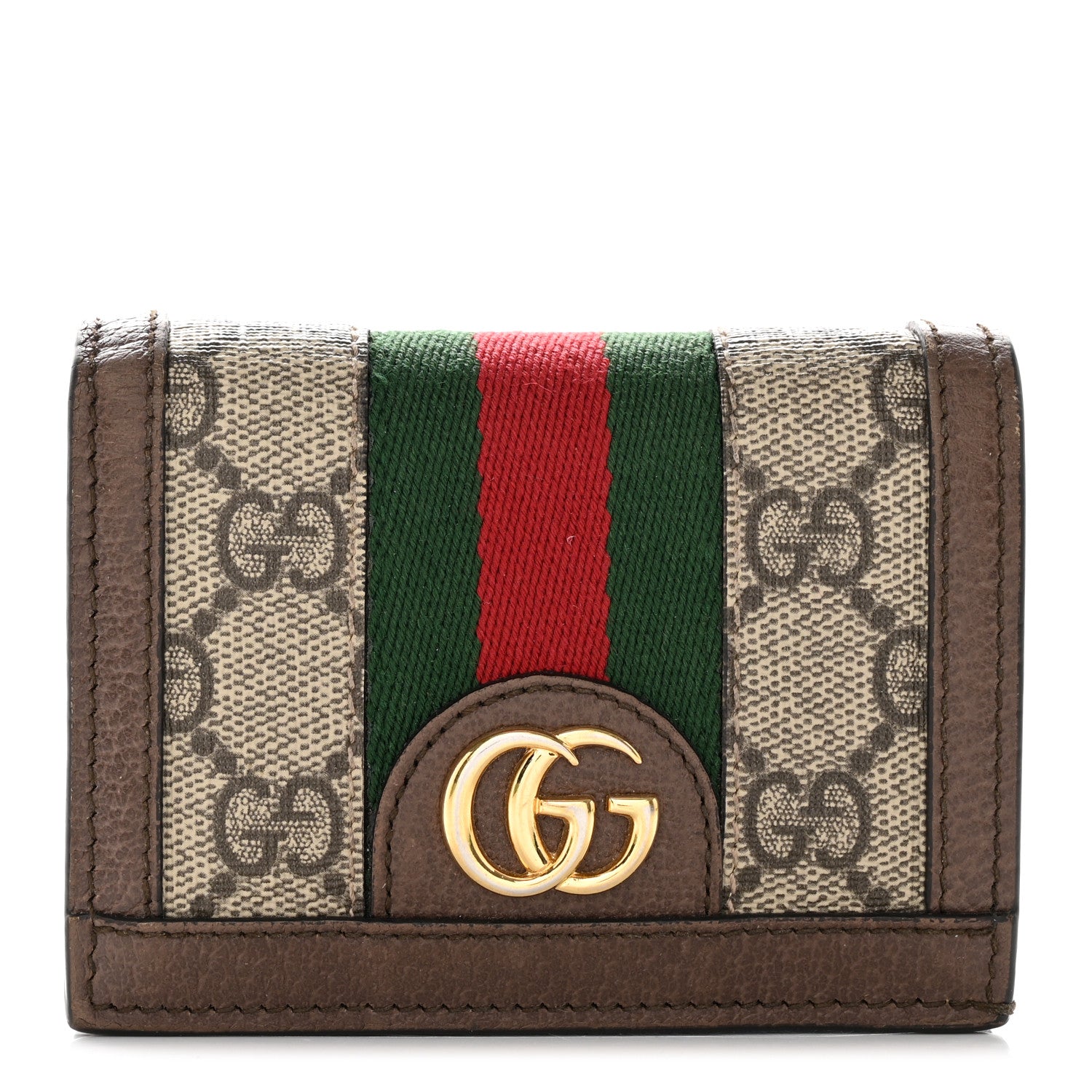 Gucci GG Supreme Monogram Web Ophidia Card Case Beige New Acero 1 of 11