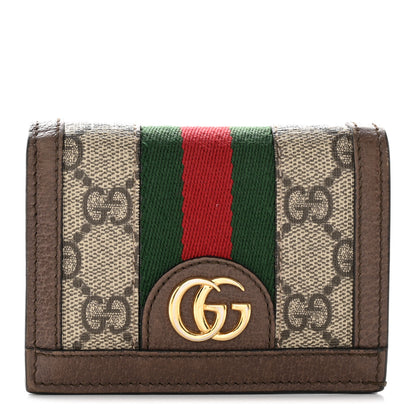 Gucci GG Supreme Monogram Web Ophidia Card Case Beige New Acero 1 of 11