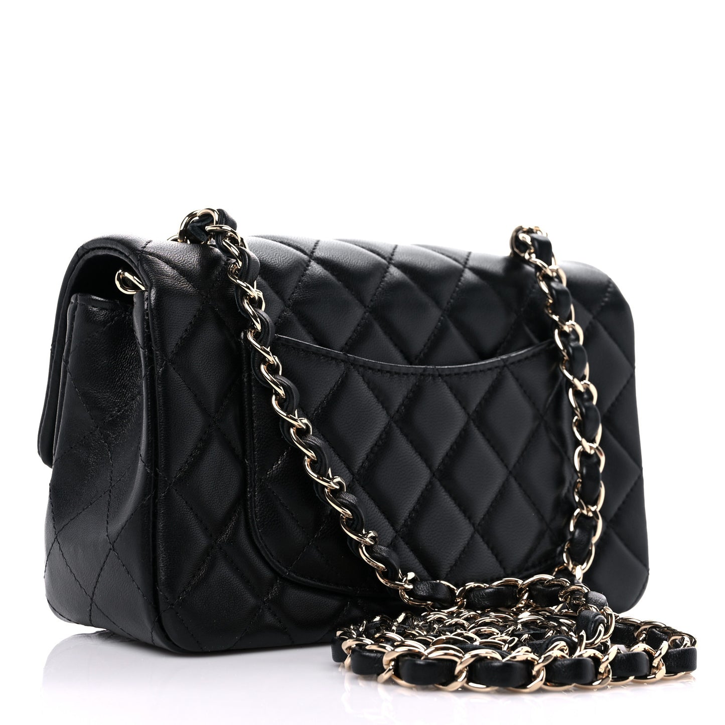 Lambskin Quilted Mini Rectangular Flap Black