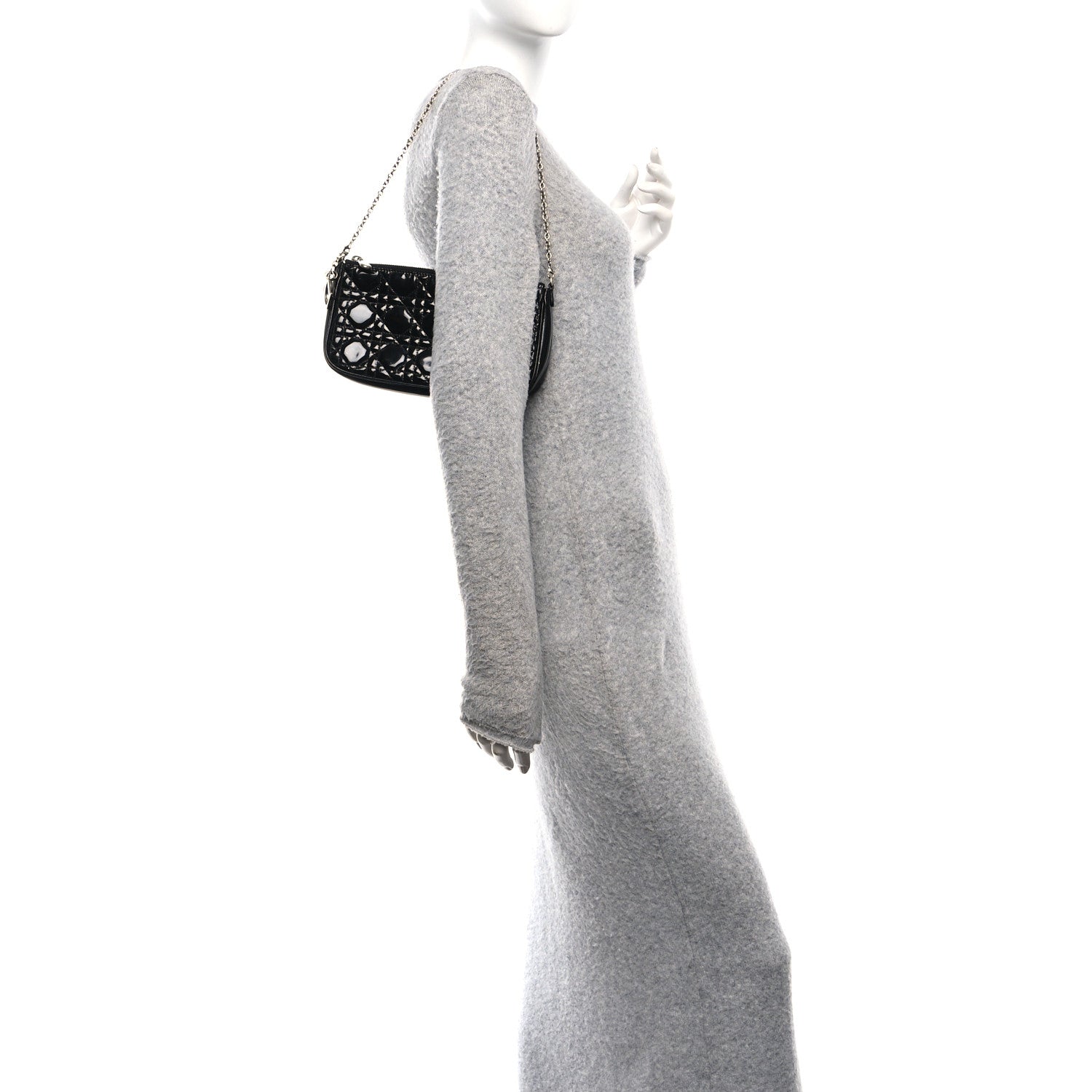 Christian Dior Patent Cannage Lady Dior Pochette Black 2 of 11