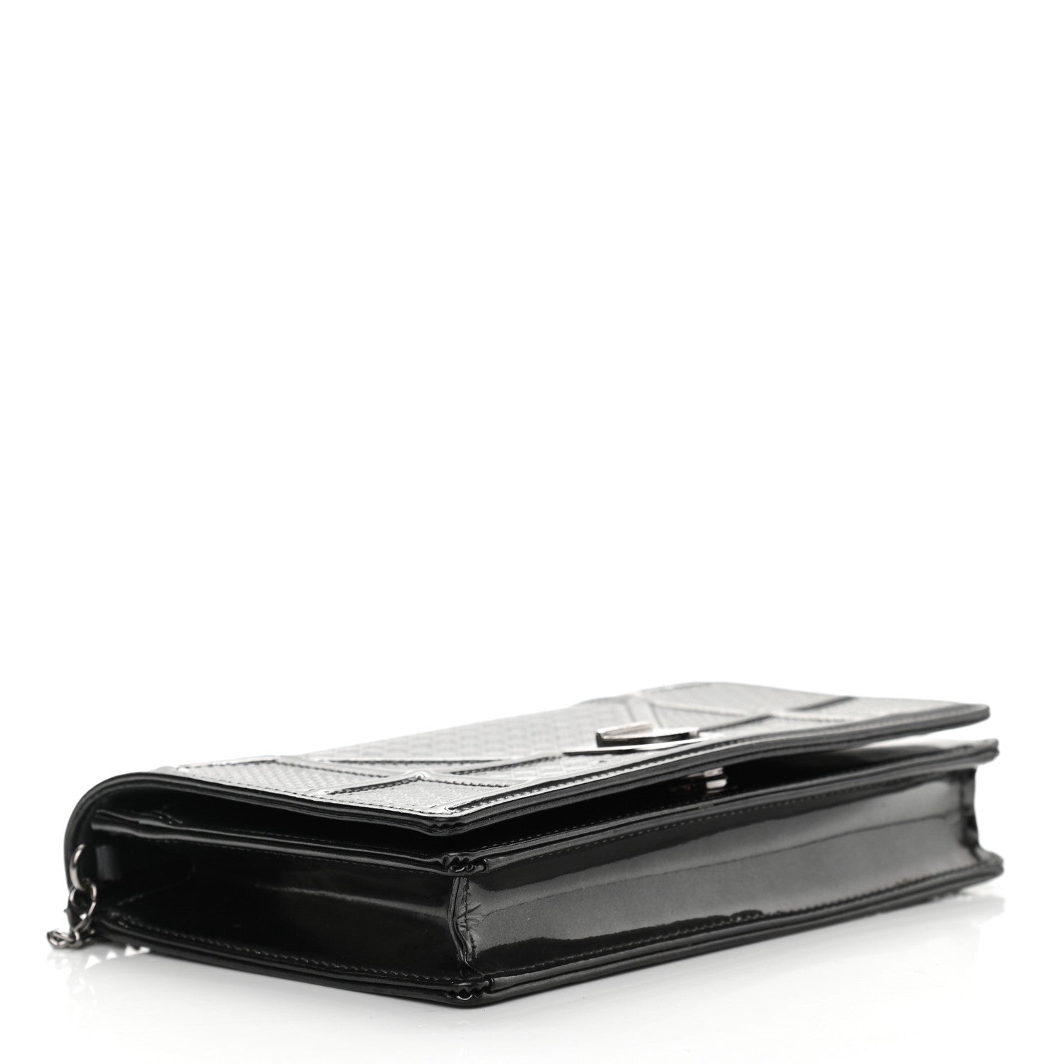 Christian Dior Metallic Patent Micro-Cannage Small Diorama Flap Bag Onyx Black 4 of 13