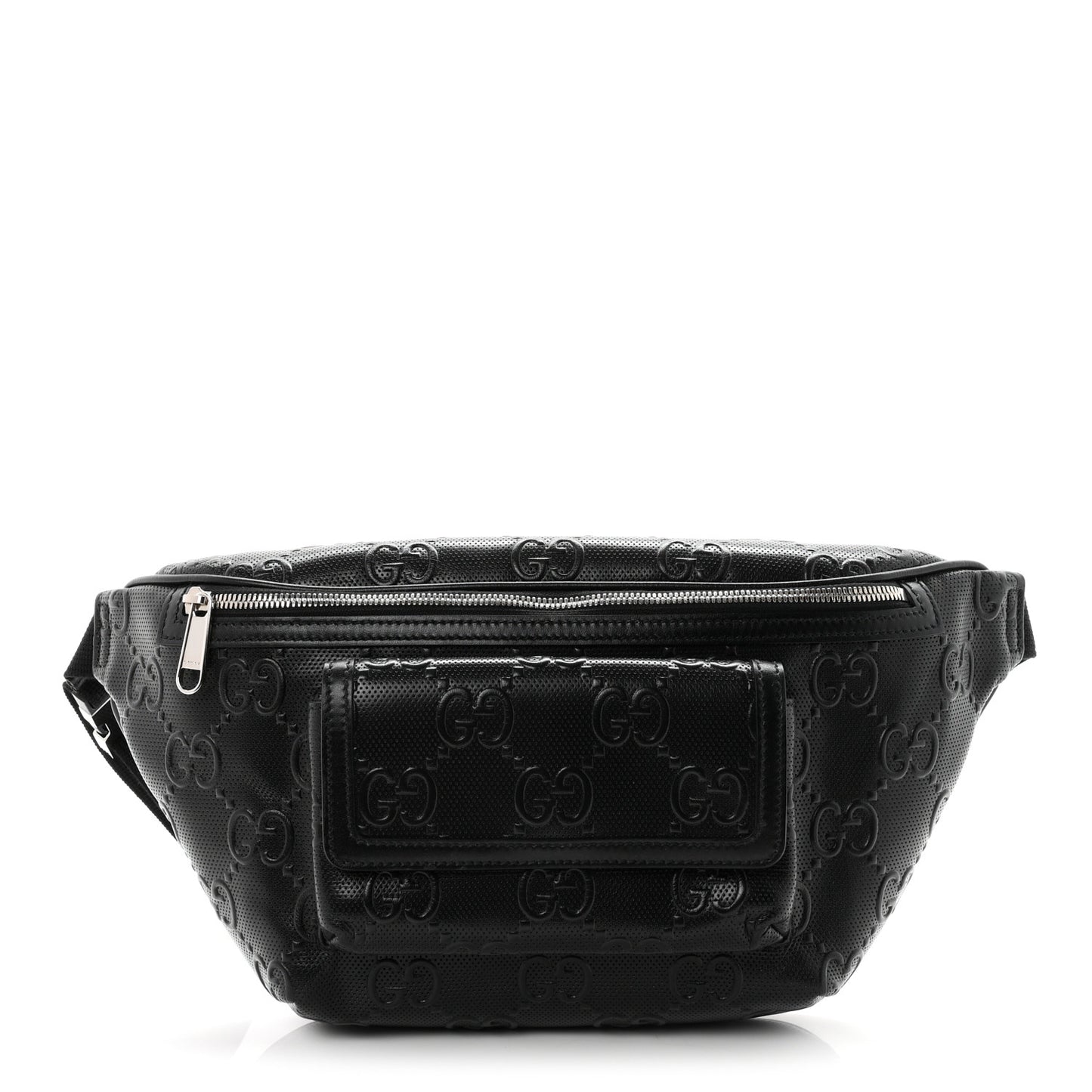 Calfskin GG Tennis Embossed Pocket Belt Bag Black