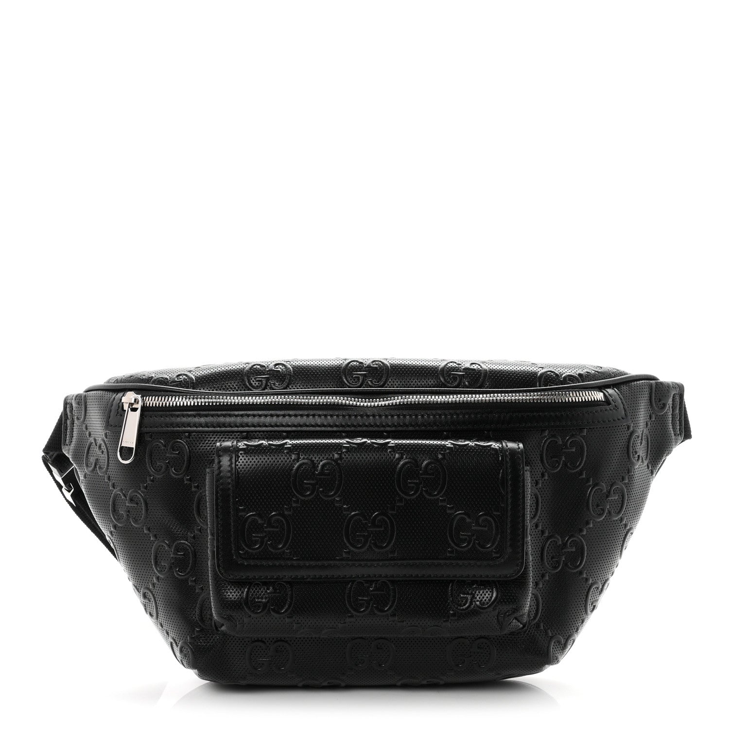 Gucci Calfskin GG Tennis Embossed Pocket Belt Bag Black 1 of 9
