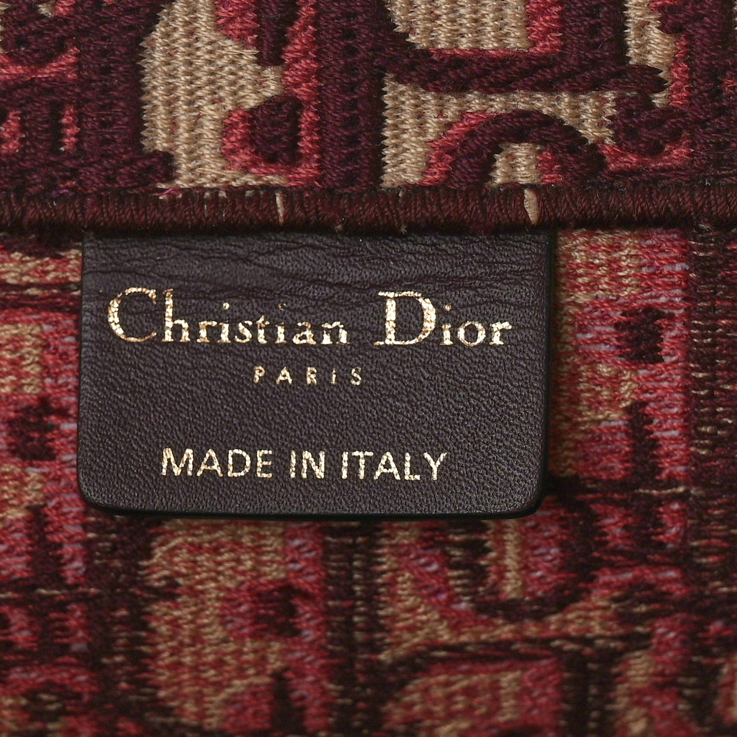 CHRISTIAN DIOR Oblique Large Book Tote Burgundy Multicolor
